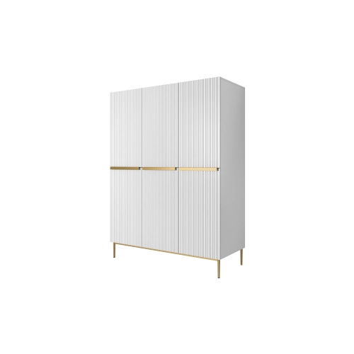 Szafa Nicole 150 cm z półkami - biały mat / złote nóżki